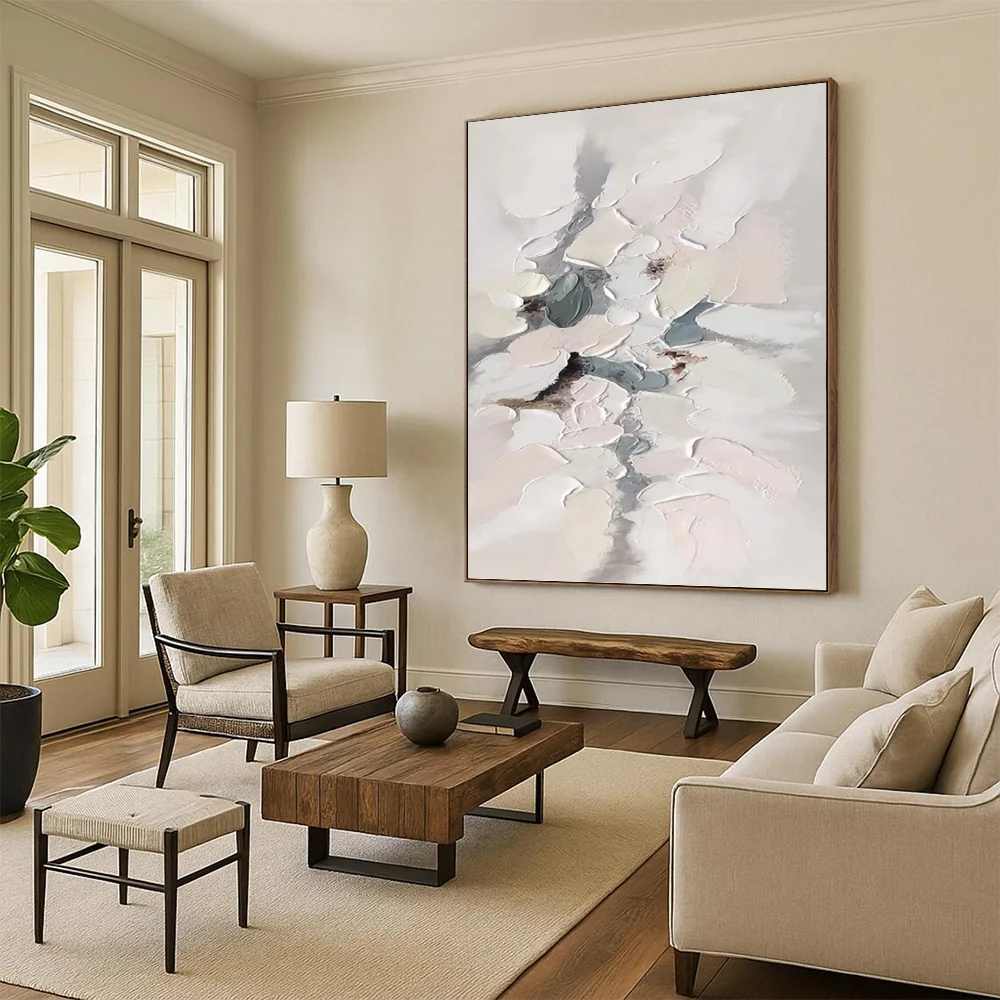 Gray_White_Abstract_Textured_Canvas_Artwork_Y0L79 wall art
